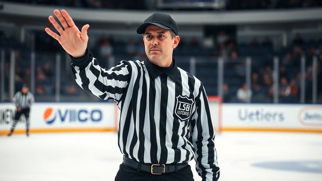 수신호를 하고 있는 하키 심판의 모습